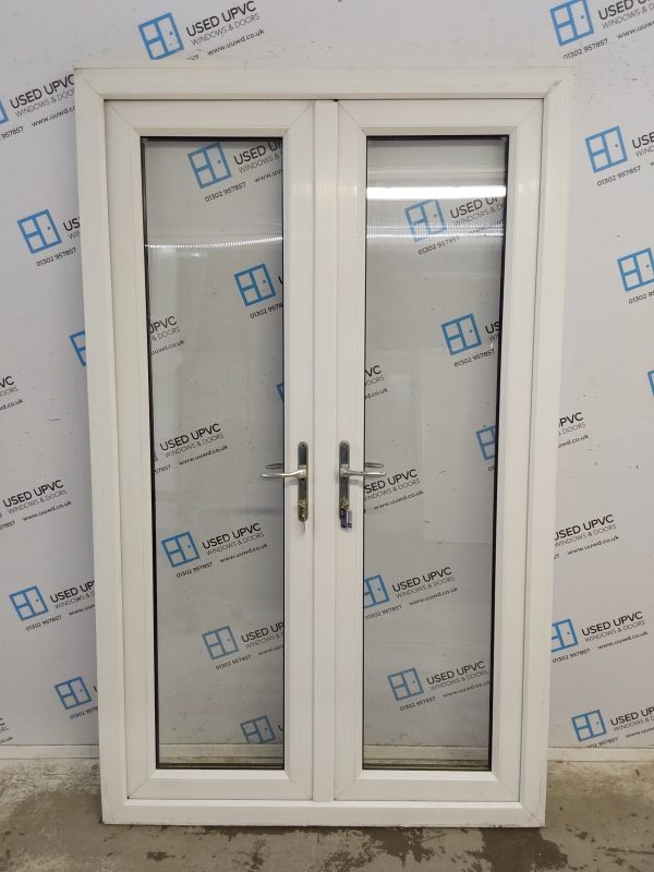 Used White Upvc French Doors 1250mm x 2050mm (reduce to 2030mm) EA6 - Image 2