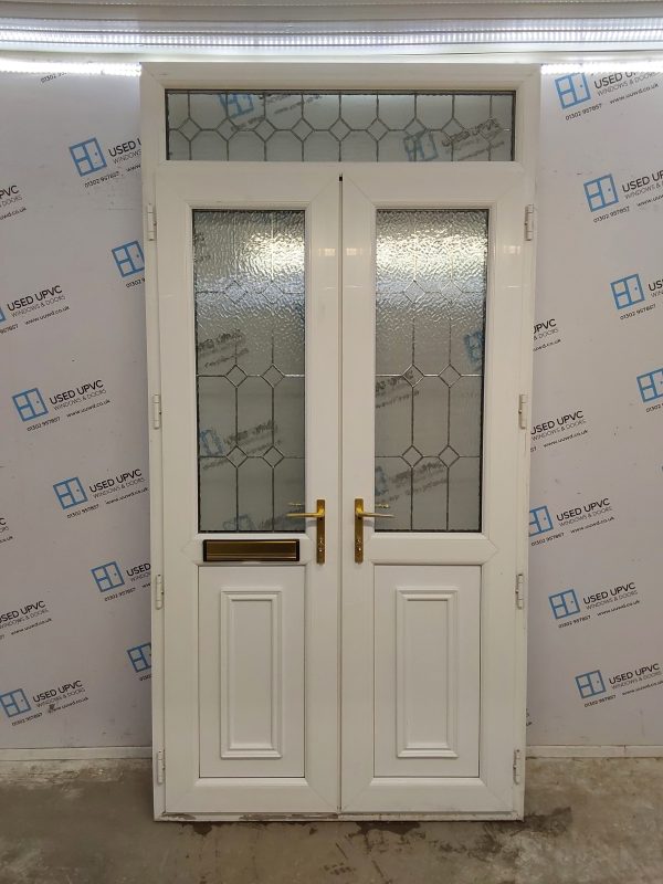 Used White Upvc French Doors And Toplight 1205mm x 2380mm EA3 - Image 2