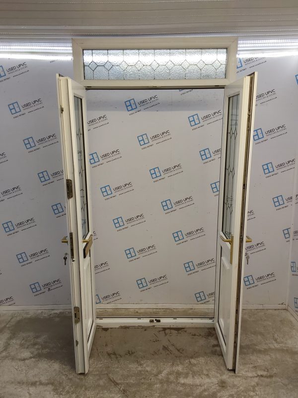 Used White Upvc French Doors And Toplight 1205mm x 2380mm EA3 - Image 3