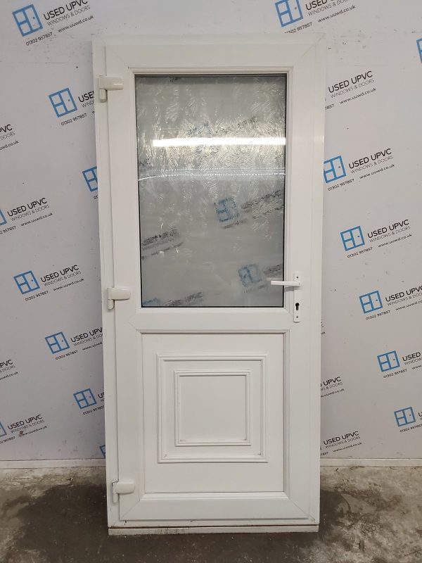 Used White Upvc Back Door 920mm x 2075mm (Reduce To 905mm) C6022 - Image 2