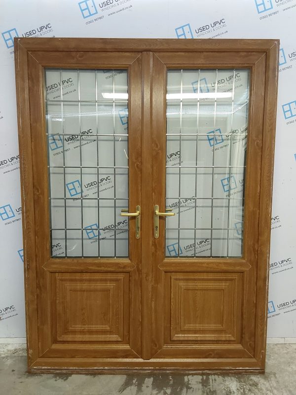 Used Oak Upvc French Doors 1565mm x 2105mm EA13 - Image 2