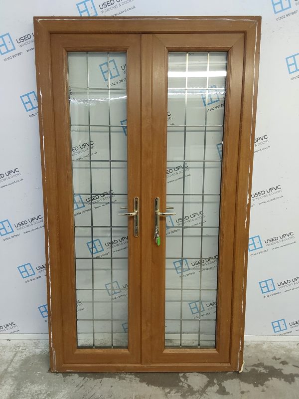Used Oak Upvc French Doors 1200mm x 2070mm EA20 - Image 2