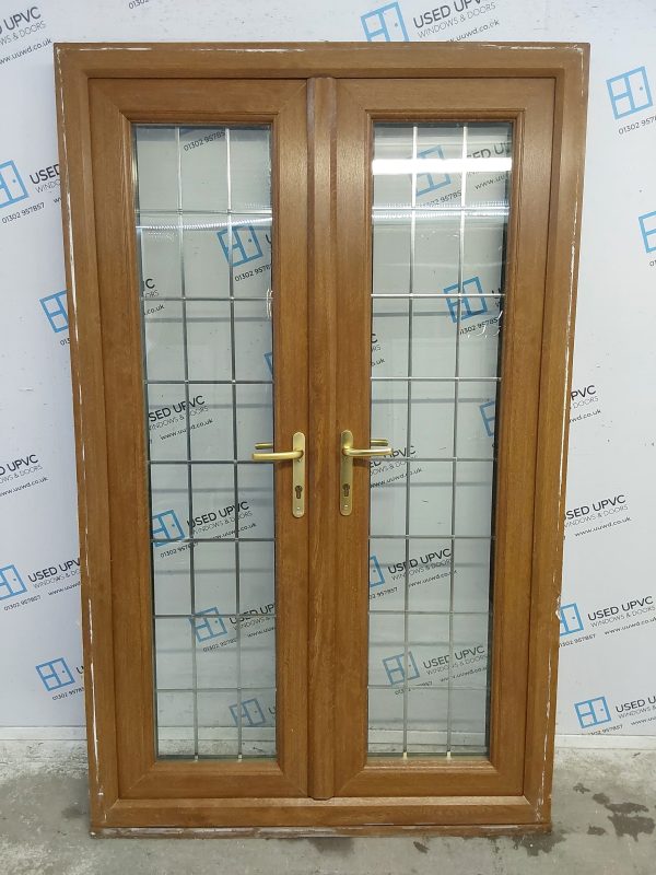 Used Oak Upvc French Doors 1200mm x 1940mm EA22 - Image 2