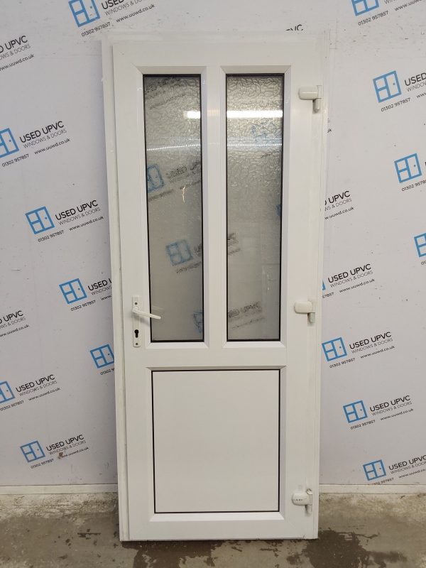 Used White Upvc Back Door 840mm x 2030mm (Reduce To 820mm) 0434 - Image 2