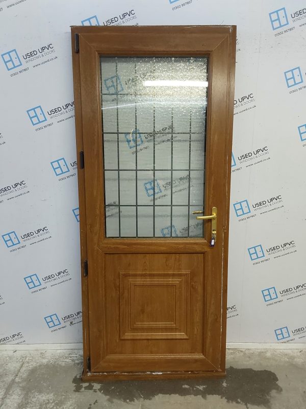 Used Oak Upvc Back Door 900mm x 2105mm C7D039 - Image 2