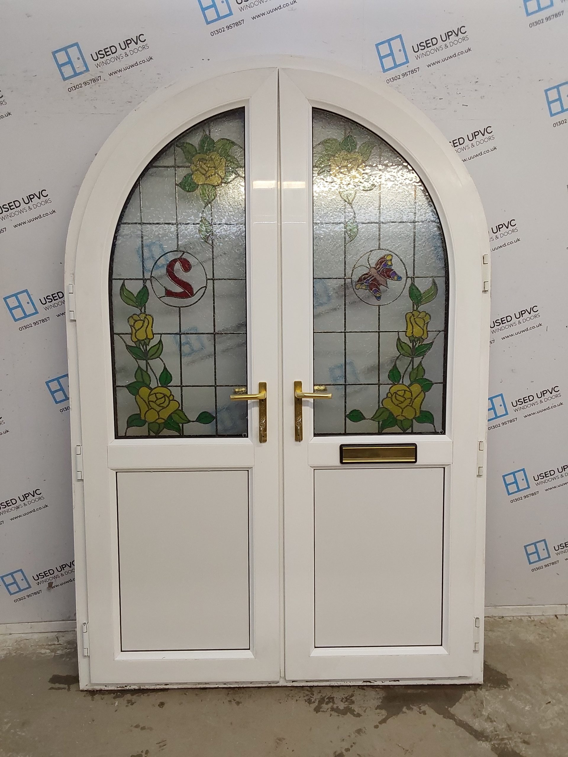 used-woodgrain-upvc-arched-french-doors-1430mm-x-2145mm-ea15-used