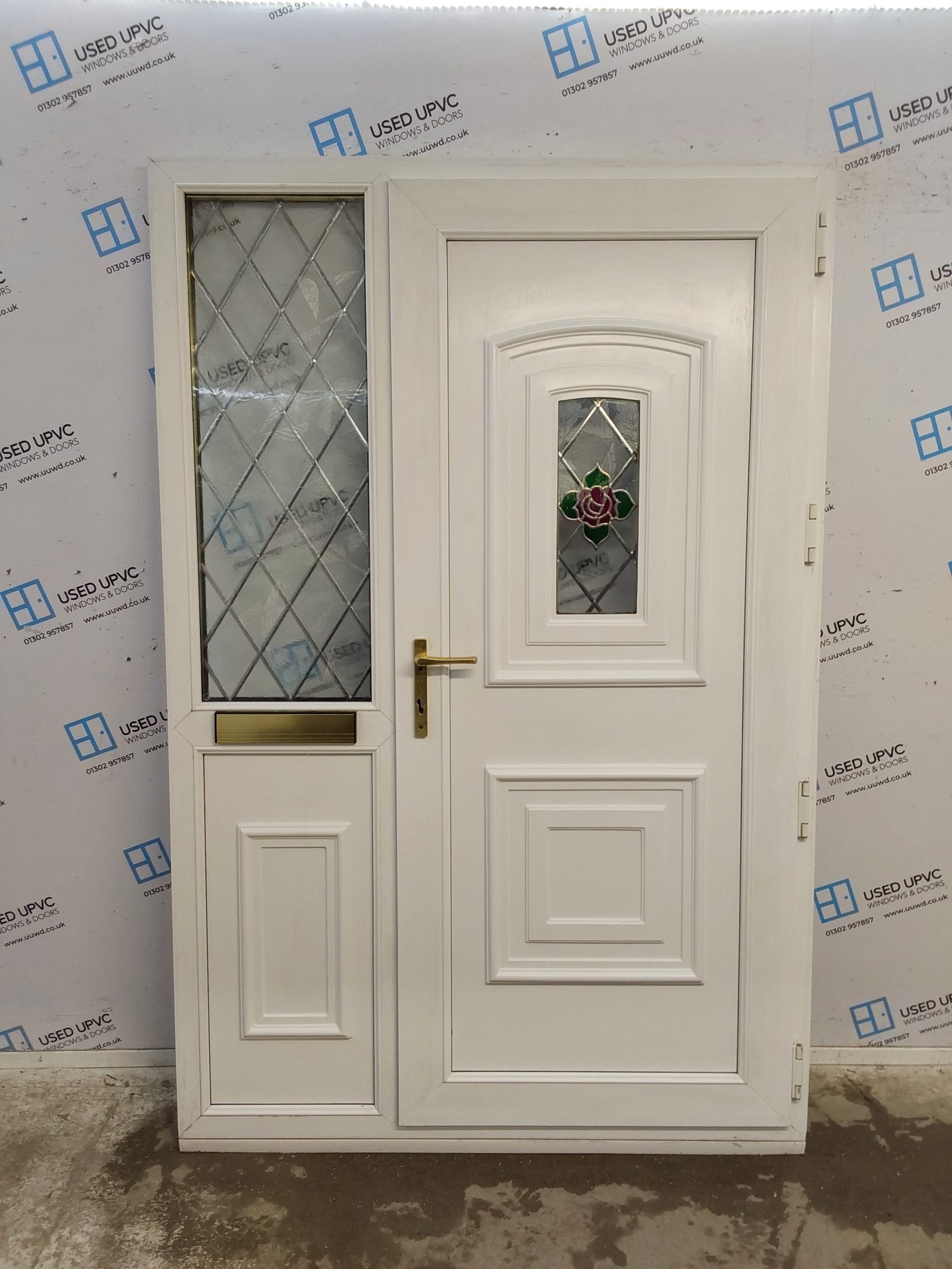 Used White Upvc Front Door And Side Panel 1365mm x 2080mm DS046 | Used