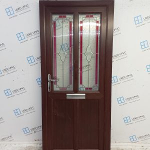 Used Rosewood Upvc Front Door 910mm x 2085mm (Reduce To 895mm) 0072