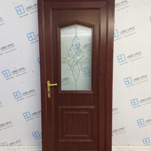 Used Rosewood Upvc Back Door 895mm x 2120mm (Reduce To 880mm) 0191