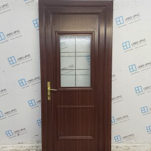 Used Woodgrain Upvc Back Door 890mm x 2080mm (Reduce To 870mm) 0072