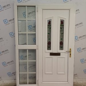 Used White Upvc Front Door And Side Panel 1415mm x 2055mm DS046