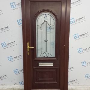 Used Rosewood Upvc Front Door 900mm x 2040mm (Reduce To 885mm) C10D09