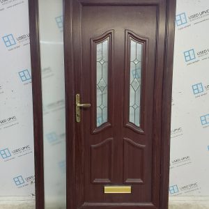 Used Rosewood Upvc Front Door And Side Panel 1220mm x 2100mm DS050