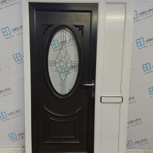 Used Black Upvc Front Door And Side Panel 1260mm x 2025mm (Reduce To 1235mm) DS052