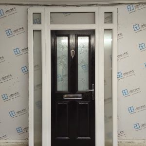 Used Black Composite Front Door With Side Panels and Toplight 1425mm x 2330mm DS020