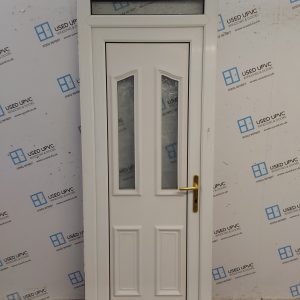 Used White Upvc Back Door And Toplight 825mm x 2200mm C8D76