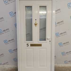 Used White Composite Front Door 980mm x 2055mm (Reduce To 950mm) C7D056