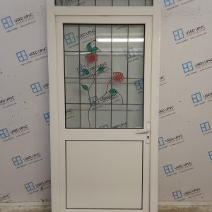 Used White Upvc Back Door And Toplight 1045mm x 2250mm 0028