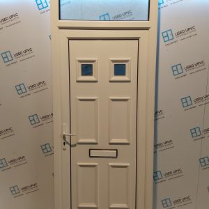 Used White Upvc Front Door And Toplight 920mm x 2430mm 0092