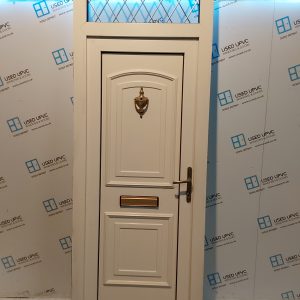 Used White Upvc Front Door And Toplight 890mm x 2450mm 0135