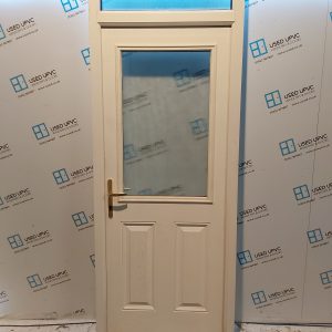 Used White Composite Back Door And Toplight 895mm x 2330mm 0079