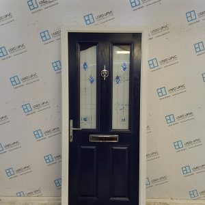 Used Dark Blue Composite Front Door 900mm x 2060mm 0151