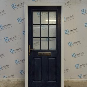 Used Dark Blue Composite Front Door 910mm x 2050mm 0128