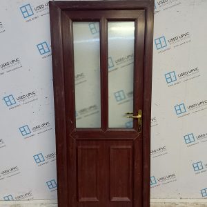 Used Rosewood Upvc Back Door 860mm x 2020mm (Reduce To 835mm) 0084
