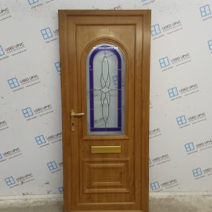 Used Oak Upvc Front Door 855mm x 2020mm C8D46