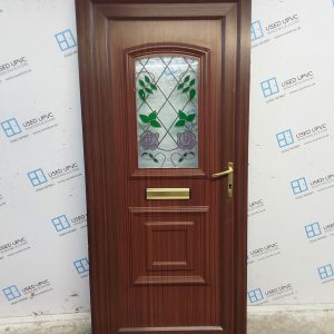 Used Woodgrain Upvc Front Door 925mm x 2060mm (Reduce To 905mm) SC2D009