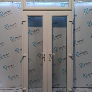 Used White Upvc French Doors And Toplight 1210mm x 2540mm EA7