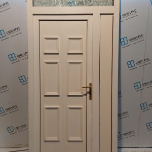 Used White Upvc Back Door With Side Panel And Toplight 1125mm x 2300mm DS057