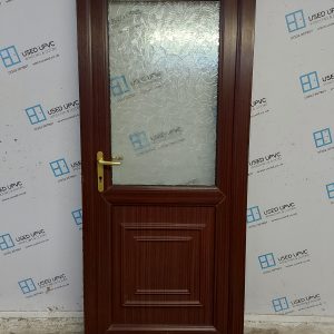 Used Woodgrain Upvc Back Door 890mm x 2105mm (Reduce To 875mm x 2090mm) 0598