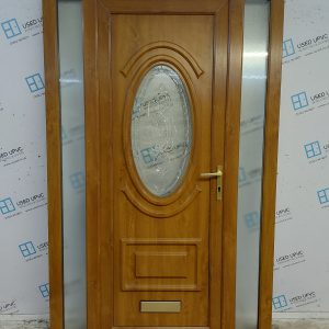 Used Oak Upvc Front Door And Side Panels 1350mm x 2180mm (Reduce To 2165mm) DS020