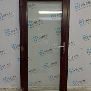 Used Rosewood Upvc Full Glass Door (Outwards Opening) 950mm x 2065mm C8D09