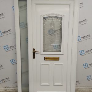 Used White Upvc Front Door And Side Panel 1195mm x 2030mm (Reduce To 1170mm) DS047