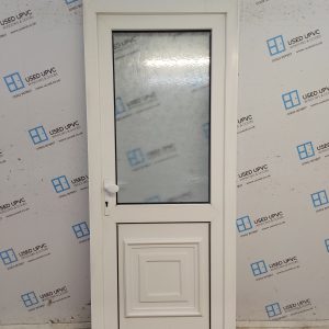 Used White Upvc Back Door And Toplight 845mm x 2250mm UD47