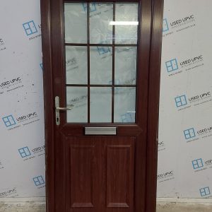 Used Rosewood Upvc Front Door 905mm x 2010mm (Reduce To 890mm) C7D068