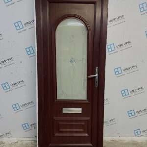 Used Rosewood Upvc Front Door 850mm x 2045mm (Reduce To 835mm) 0344