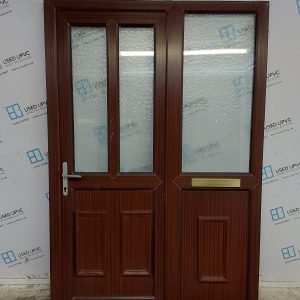 Used Woodgrain Upvc Front Door And Side Panel 1370mm x 2035mm DS008
