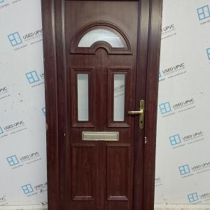 Used Rosewood Upvc Front Door 910mm x 2075mm 910mm x 2075mm (Reduce To 860mm) SC838