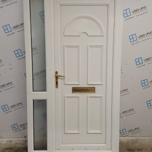 Used White Upvc Front Door And Side Panel 1190mm x 2090mm (Reduce To 1165mm) DS014