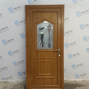 Used Oak Upvc Back Door 915mm x 2070mm (Reduce To 900mm) 0363
