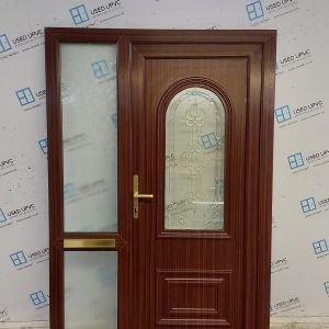 Used Woodgrain Upvc Front Door And Side Panel 1365mm x 2050mm SC831
