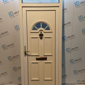 Used White Upvc Front Door And Toplight 930mm x 2370mm 0493