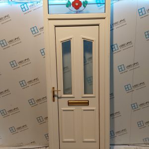 Used White Upvc Front Door And Toplight 885mm x 2400mm 0363