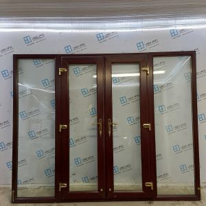 Used Rosewood Upvc French Doors And Side Panels 2595mm x 2070mm EA5