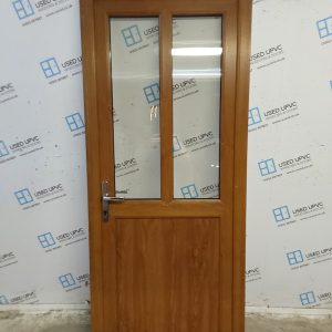 Used Oak Upvc Back Door 890mm x 2070mm 0542