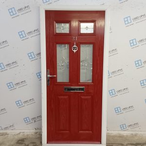 Used Red Composite Front Door 965mm x 2040mm SC812