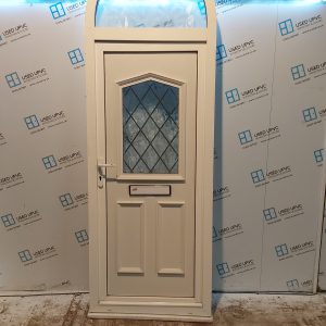 Used White Upvc Front Door And Arched Toplight 895mm x 2565mm 0190
